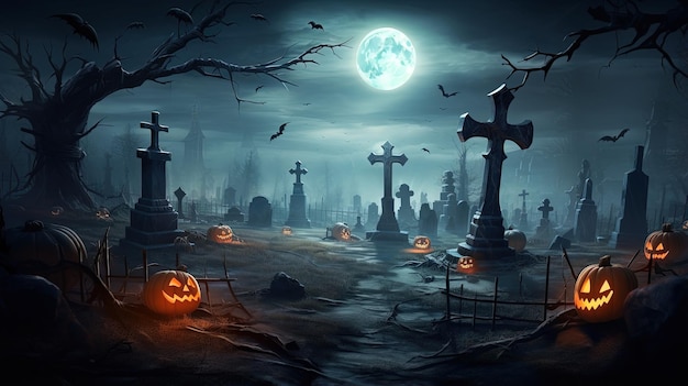 Fondo de pantalla de Halloween en un cementerio