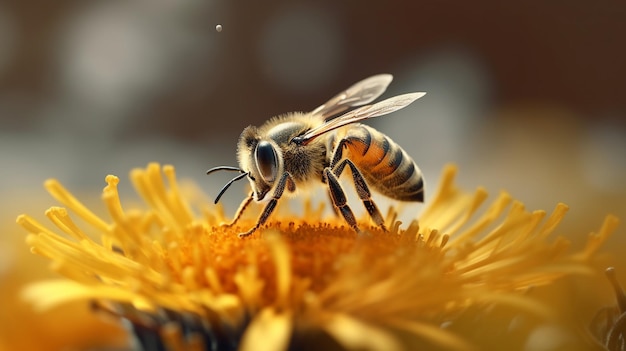 Fondo de pantalla HD 8K de abeja de miel europea Imagen de archivo fotográfico