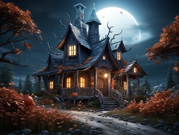 Fondo de pantalla HD 8K de la casa de Halloween Imagen fotográfica de stock