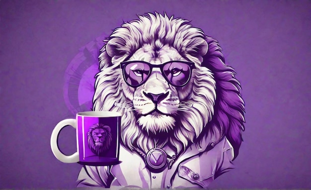 Fondo de pantalla HD 8K de león morado Imagen fotográfica de stock