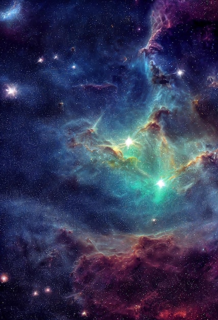 Fondo de pantalla HD de espacio estrellas galaxia nebulosa renderizado 3D