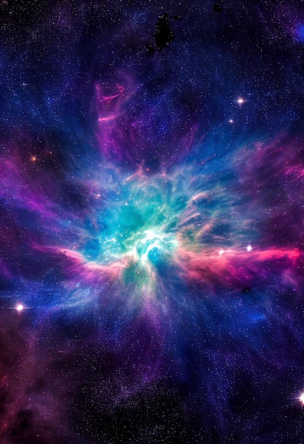 Foto fondo de pantalla hd espacio nebulosa estrellas universo colorido azul oscuro representación 3d
