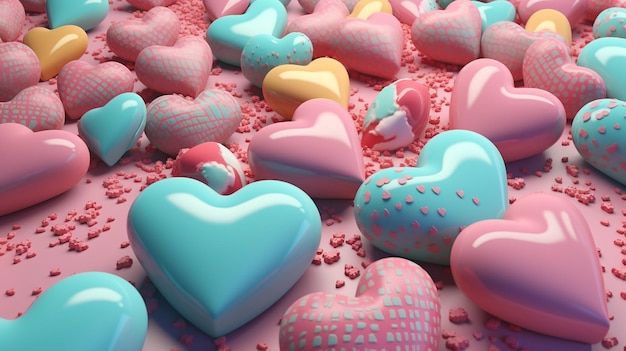 Fondo de pantalla de hermosos corazones para colores pastel festivos AI generativa