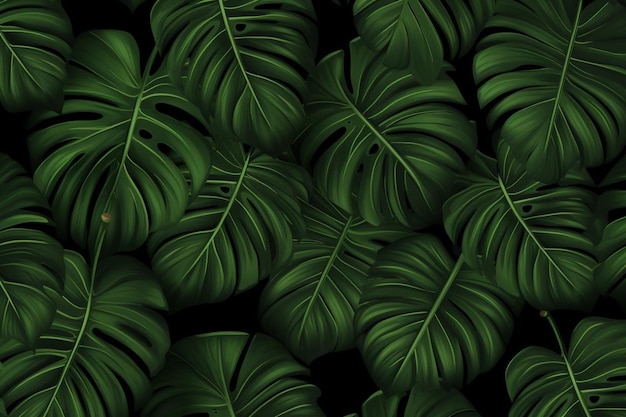 Fondo de pantalla de hojas de monstera negra