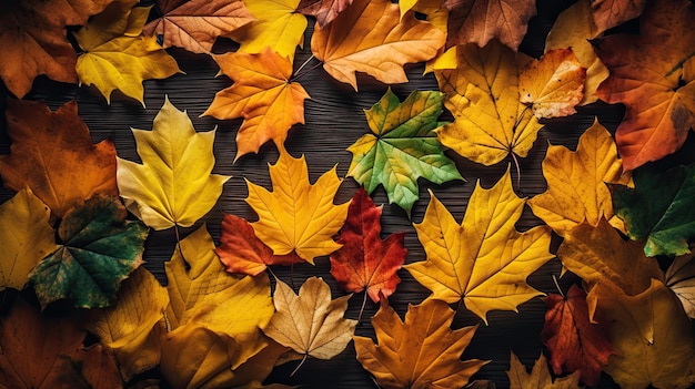 Fondo de pantalla de hojas de otoño con colores naranja y marrón AI generativa