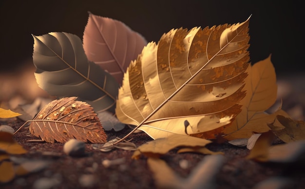 Un fondo de pantalla de hojas de otoño fondo de hoja temporada de otoño fondo de moda generado ai