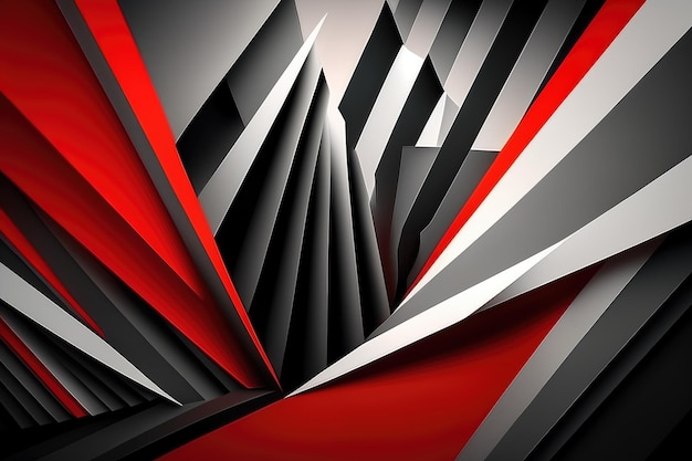 Foto fondo de pantalla de ilusión óptica vanguardista y futurista con rayas afiladas y angulares y curvas en sombras