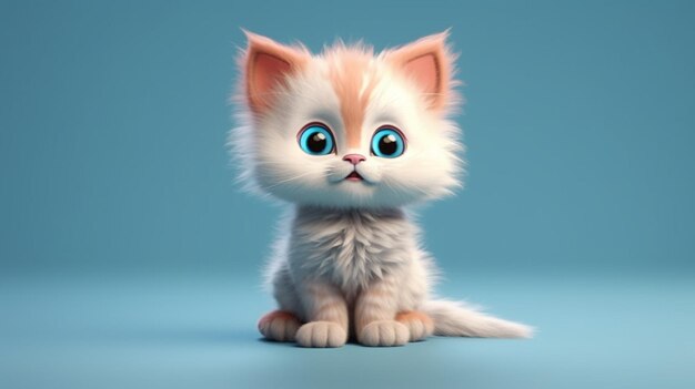 Fondo de pantalla de ilustración 3D de animación de dibujos animados de retrato de gato lindo IA generativa