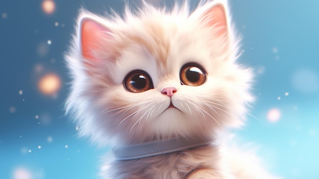 Fondo de pantalla de ilustración 3D de animación de dibujos animados de retrato de gato lindo IA generativa