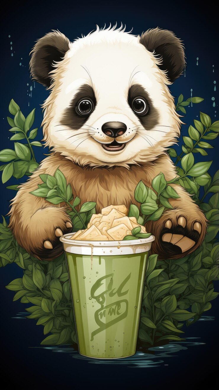 Foto fondo de pantalla de ilustración vectorial panda characetr hd 8k