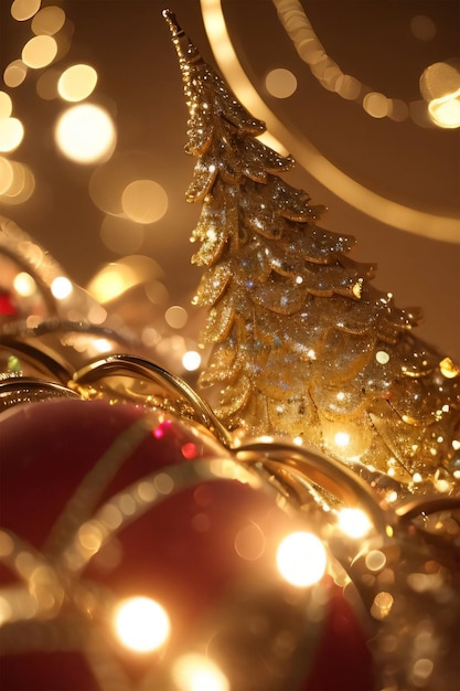 Foto fondo de pantalla de luces y adornos de navidad
