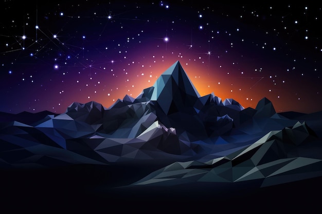 Fondo de pantalla de naturaleza mágica durante la noche de verano en lo alto de las montañas Generative Ai