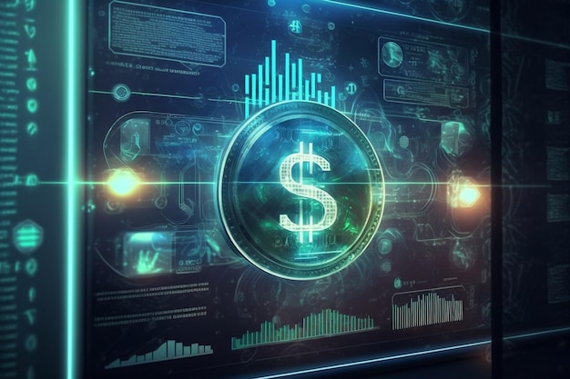 Fondo de pantalla de negocios Concepto de mercado de divisas criptográficas Técnica mixta IA generativa
