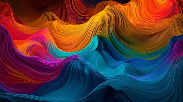 Un fondo de pantalla de ondas coloridas con el título Fondo de pantalla de arcoíris.