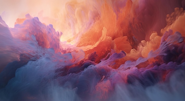Fondo de pantalla de paisaje abstracto realista en estilo de color naranja claro y púrpura oscuro AI generativa