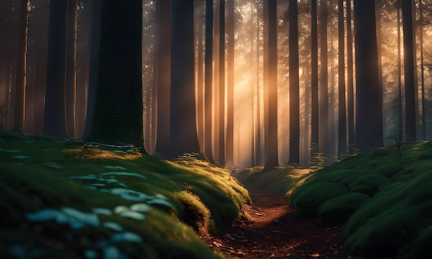 Fondo de pantalla de paisaje del Bosque Encantado en el Crepúsculo
