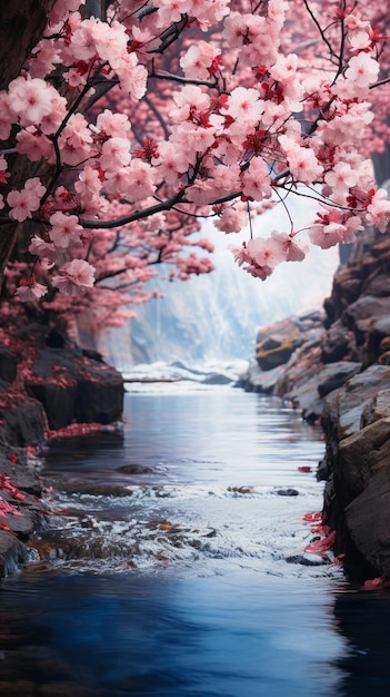 fondo de pantalla de paisaje de flor de cerezo