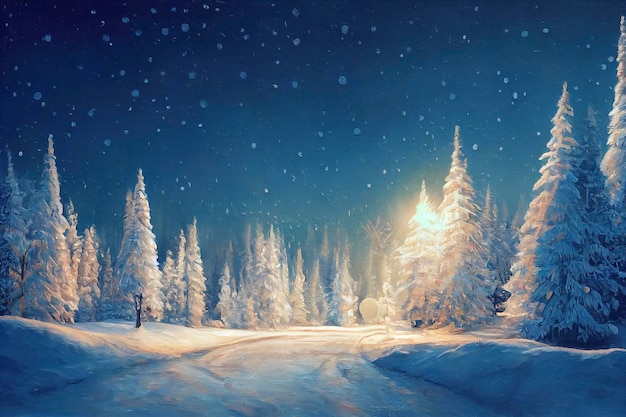Fondo de pantalla de paisaje navideño hermoso paisaje invernal con árboles de navidad y nieve