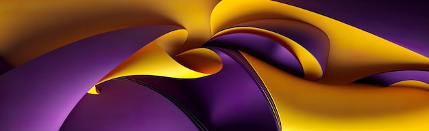 Fondo de pantalla panorámico de onda abstracta púrpura y amarilla AI generativa
