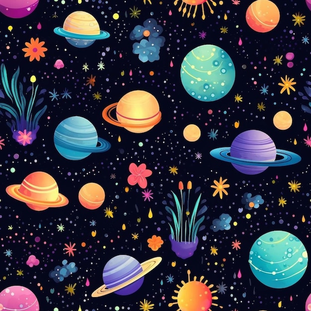 Un fondo de pantalla con planetas y planetas.