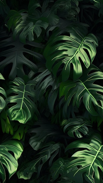 Foto un fondo de pantalla de una planta tropical con hojas.