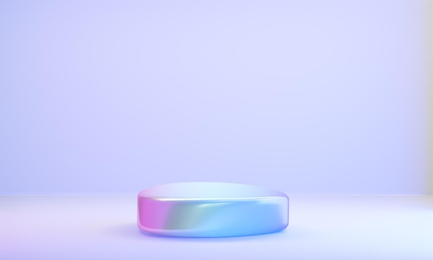 Fondo de pantalla de podio de color de holograma de piedra limpia luz azul rosa con pared limpia en púrpura