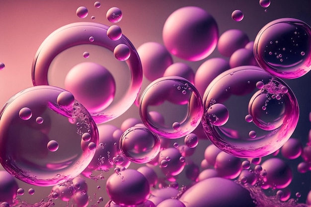 Fondo de pantalla de pompas de jabón rosa transparente abstracto AI generativo