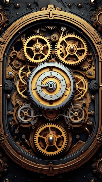 Fondo de pantalla de reloj mecánico Steampunk para teléfono.