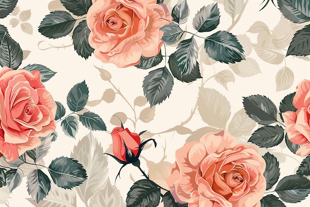 un fondo de pantalla con rosas rosadas y hojas