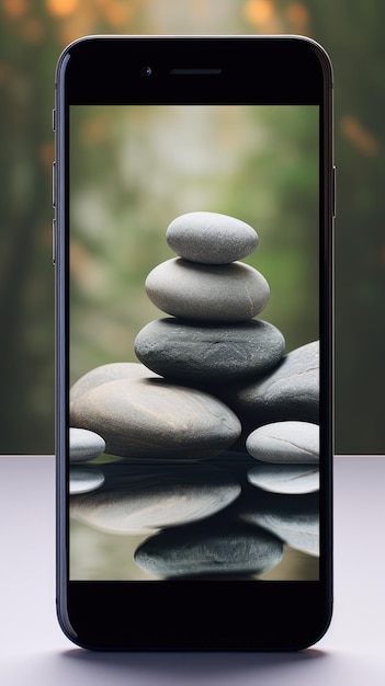 Fondo de pantalla sereno jardín zen de rocas con piedras equilibradas para el teléfono