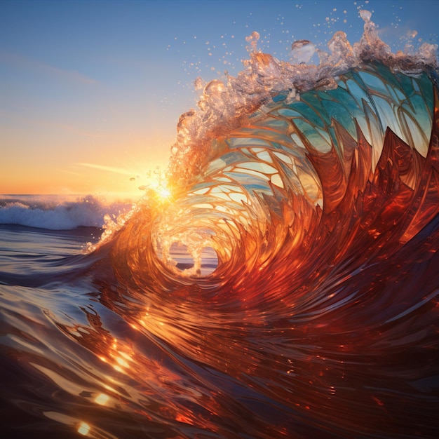 Fondo de pantalla de surf de olas grandes del océano Generado por AI