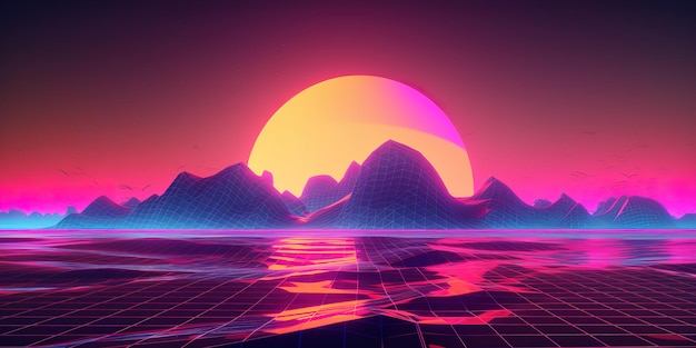 Fondo de pantalla Synthwave Retrowave estéticamente agradable que te transportará a los años 80