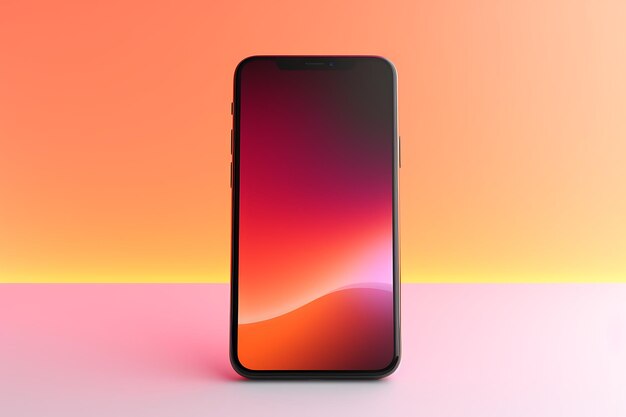 El fondo de pantalla del teléfono es de color rosa naranja con gradiente borroso