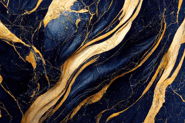 Fondo de pantalla de textura de mármol abstracto Colores azul y dorado