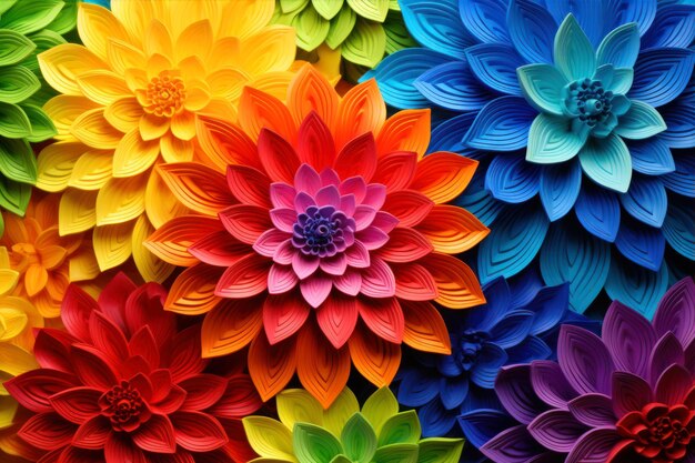 Fondo de papel de colores con patrón de flores