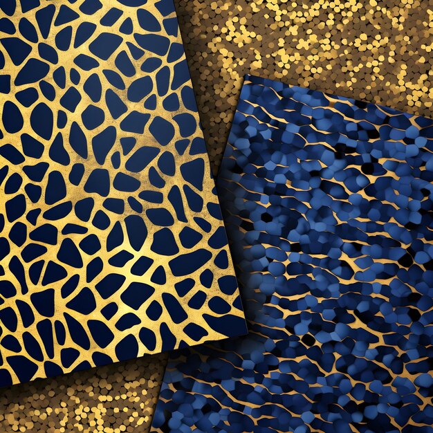 Fondo de papel digital de leopardo azul y dorado