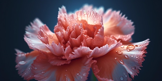 El fondo del papel de pared de la foto macro de la flor de los claveles generado por la IA