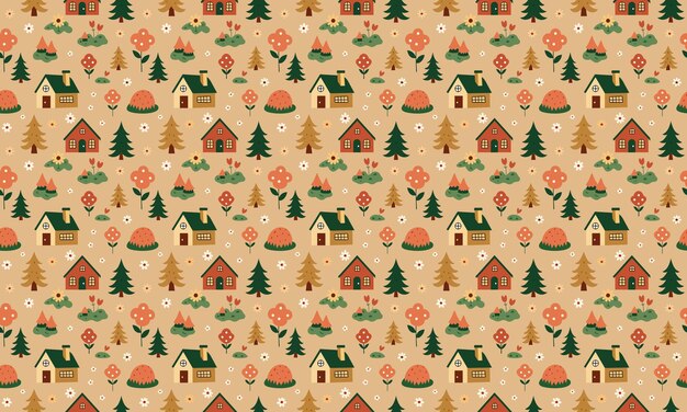 Fondo de papel de pared con patrón sin costuras de diseño Cottagecore