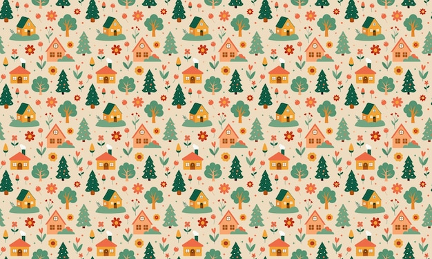 Fondo de papel de pared con patrón sin costuras de diseño Cottagecore