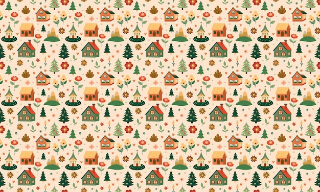 Fondo de papel de pared con patrón sin costuras de diseño Cottagecore
