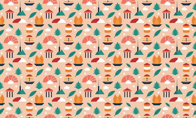 Fondo de papel de pared con patrón sin costuras de Japandi Design