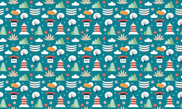 Fondo de papel de pared con patrón sin costuras de Japandi Design