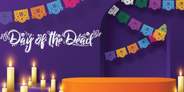 Fondo de papel picado en el día de muertos