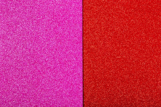 Fondo de papel de regalo rosa y rojo con un brillo metálico Espacio de copia de fondo de papel brillante rosa rojo de doble color Textura de moda concepto mínimo plano vista superior