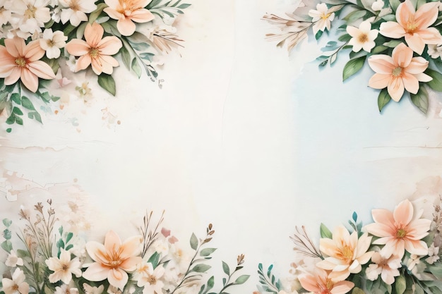 Fondo de papel retro vintage con flores blancas