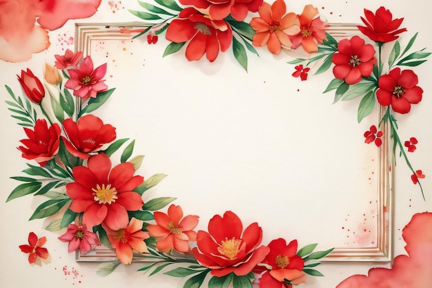 Fondo de papel retro vintage con flores rojas