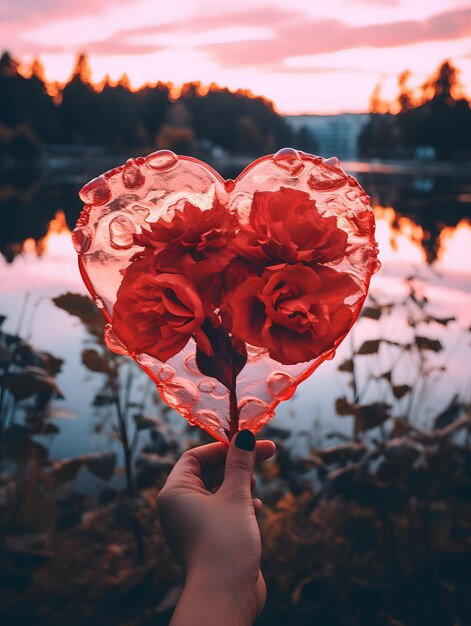 Foto el fondo del papel tapiz del día de san valentín, el chocolate, los corazones de amor, las rosas románticas, la ia generativa.