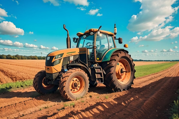 Fondo de papel tapiz de equipo agrícola mecanizado de equipo de tierra cultivable de tractor pesado de granja