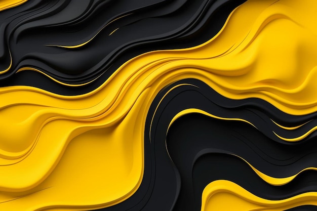 Fondo de papel tapiz de estilo fluido amarillo y negro