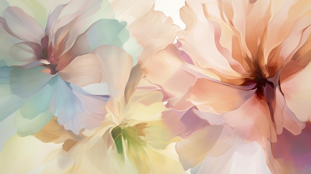 Fondo de papel tapiz de flores en colores pastel IA generativa